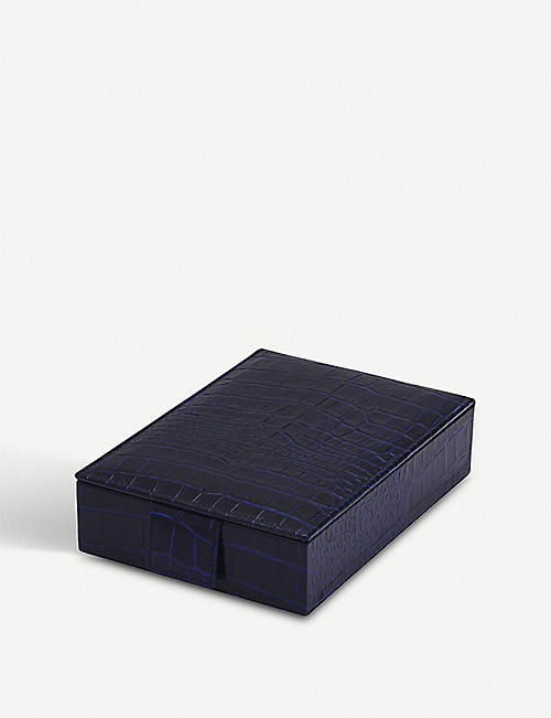 SMYTHSON: Mara leather jewellery box with travel tray 4cm x 12cm