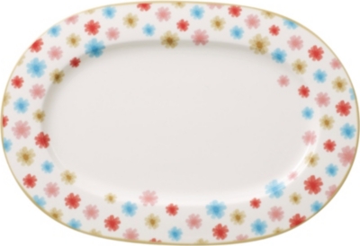 VILLEROY & BOCH Lina Floral oval platter 34cm