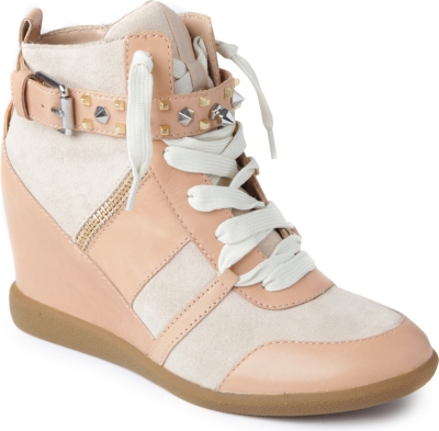 SAM EDELMAN Brogan leather and suede wedge trainers