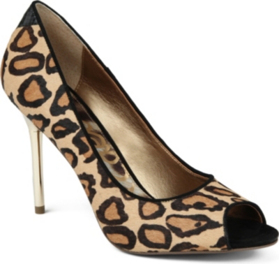 SAM EDELMAN Reagan leopard print peep-toe court shoes