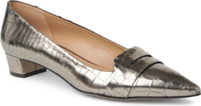 KURT GEIGER Loire mock-croc leather pumps