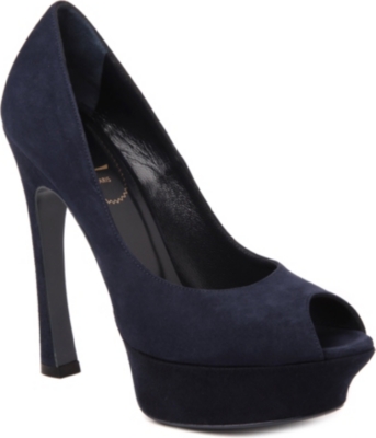 SAINT LAURENT Palais peep-toe suede court shoes