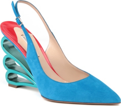 NICHOLAS KIRKWOOD Beatrice suede wedge courts