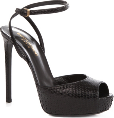 SAINT LAURENT Debbie snakeskin platform sandals