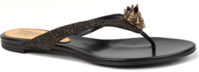 ALEXANDER MCQUEEN Skull glitter thong sandals