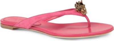 ALEXANDER MCQUEEN Skull suede thong sandals