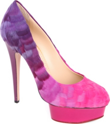 CHARLOTTE OLYMPIA Dolly feather-embellished platform courts
