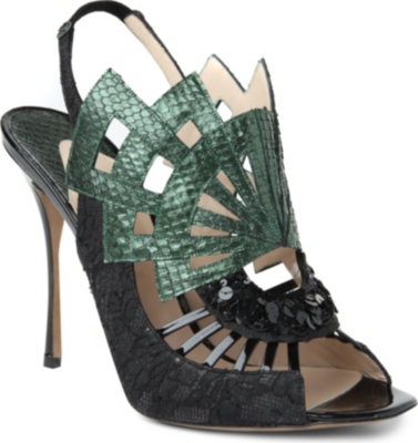 NICHOLAS KIRKWOOD Evanora snakeskin lace-detailed sandals
