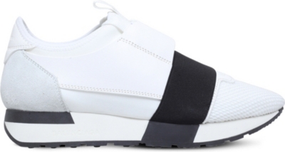 balenciaga race runners leather and mesh trainers