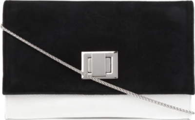 DUNE Borrow suede and mock-snakeskin clutch