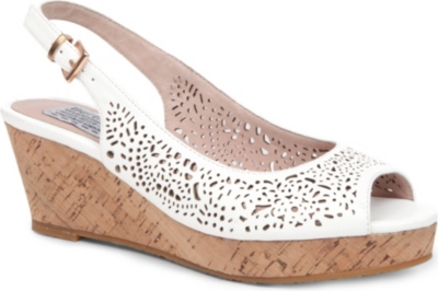 BERTIE Grazer laser-cut leather wedge sandals