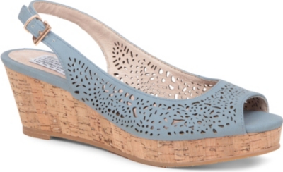 BERTIE Grazer laser-cut leather wedge sandals