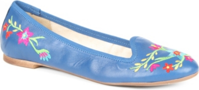 DUNE Lolapine embroidered leather slippers