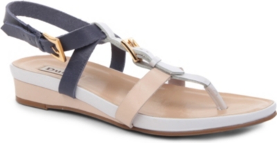 DUNE Janella leather wedge sandals