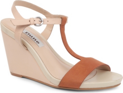 DUNE Genius t-bar leather wedge sandals