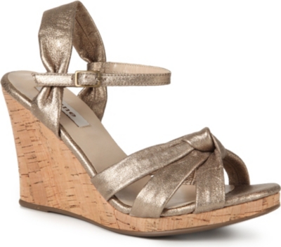 DUNE Garrison metallic leather wedge sandals