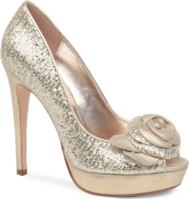 DUNE Discos metallic peep-toe platform court shoes