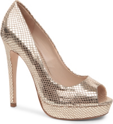 DUNE Chamber leather peep-toe court shoes