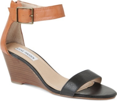 STEVE MADDEN Nanncy leather wedge sandals