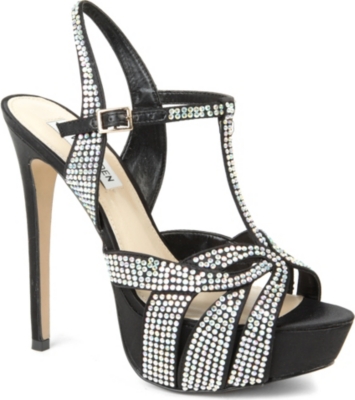 STEVE MADDEN Ally diamant&eacute;-embellished satin sandals