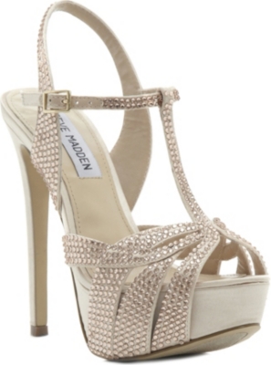 STEVE MADDEN Ally diamant&eacute;-embellished satin sandals