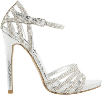 sandals heel madden steve strappy heeled diamante silver cagged selfridges metallic shoes lyst