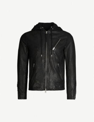 ALLSAINTS: Harwood leather and jersey jacket