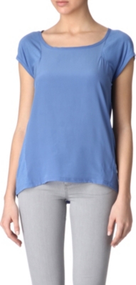 REISS Posy silk-front t-shirt