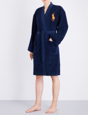 RALPH LAUREN HOME Big player cotton robe navy