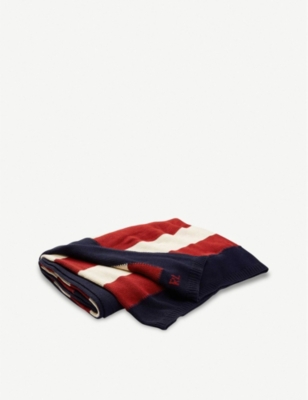 RALPH LAUREN HOME: USA Flag knitted cotton throw 140cm x 180cm