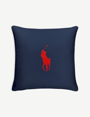 RALPH LAUREN HOME: Pony logo-embroidered cotton cushion cover 50cm x 50cm