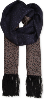 THE KOOPLES Leopard-print silk scarf