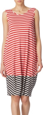 NICOLE FARHI Linen bamboo dress (Red/cream