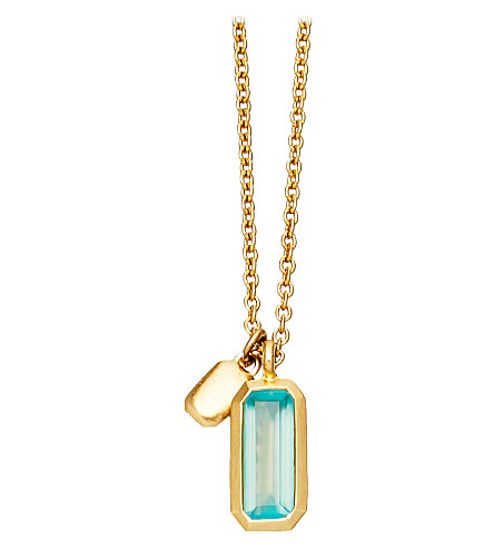 ASTLEY CLARKE   18ct gold vermeil aqua quartz necklace