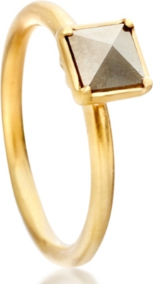 ASTLEY CLARKE Square Sonatina 18ct gold vermeil pyrite ring