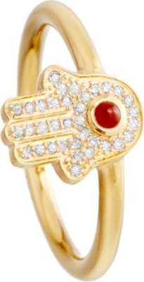 ASTLEY CLARKE Hamsa 18-carat gold pave diamond ring