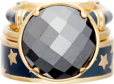 ASTLEY CLARKE Dark Knights 18ct gold vermeil ring stack