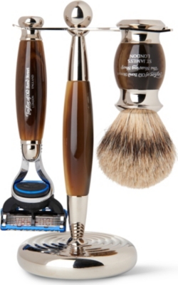 TAYLOR OF OLD BOND STREET Horn Edwardian shaving set with Fusion razor
