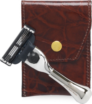 TAYLOR OF OLD BOND STREET Mach3 Nickel razor in leather case