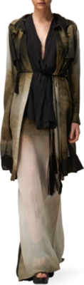 ANN DEMEULEMEESTER Silk dégradé coat and skirt