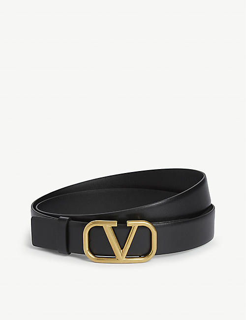 VALENTINO GARAVANI: V-logo buckle leather belt