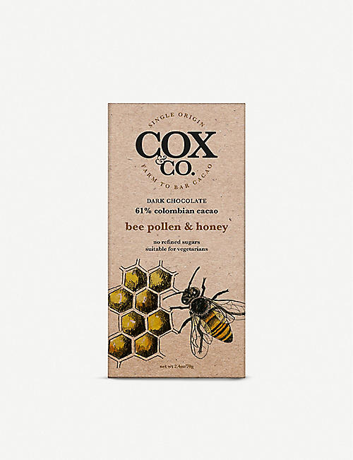 COX & CO: Bee Pollen and Honey dark chocolate bar 70g