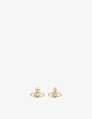 VIVIENNE WESTWOOD JEWELLERY: Mayfair orb yellow gold-toned brass stud earrings