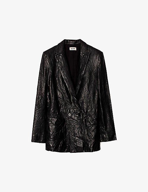 ZADIG&VOLTAIRE: Visko double-breasted creased-leather jacket