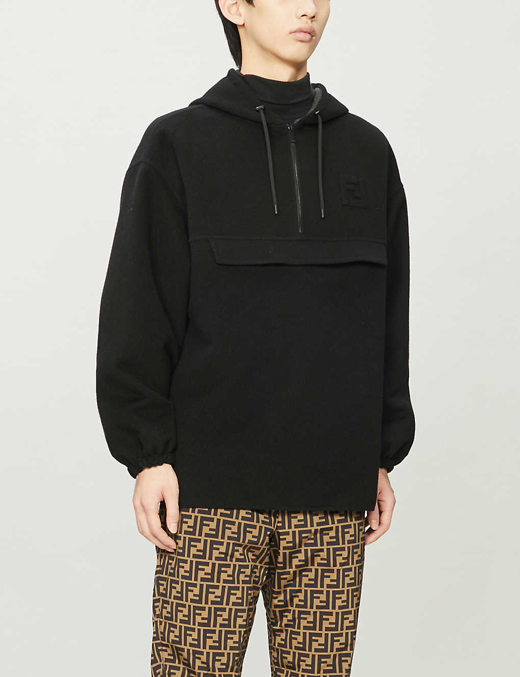 Brand-embossed oversized cashmere hoody(8602351)