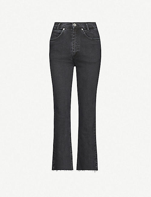 SANDRO: Cropped straight-leg high-rise stretch-denim jeans