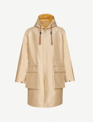 Drawstring-hood reversible cotton-blend coat(8675977)