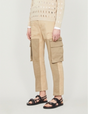 Two-tone slim-fit stretch-cotton trousers(8676020)