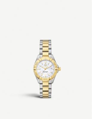 TAG HEUER: WBD1420.BB0321 Aquaracer mother-of-pearl and stainless steel quartz watch