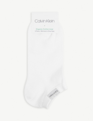CALVIN KLEIN: Logo-embroidered organic cotton-blend socks pack of two